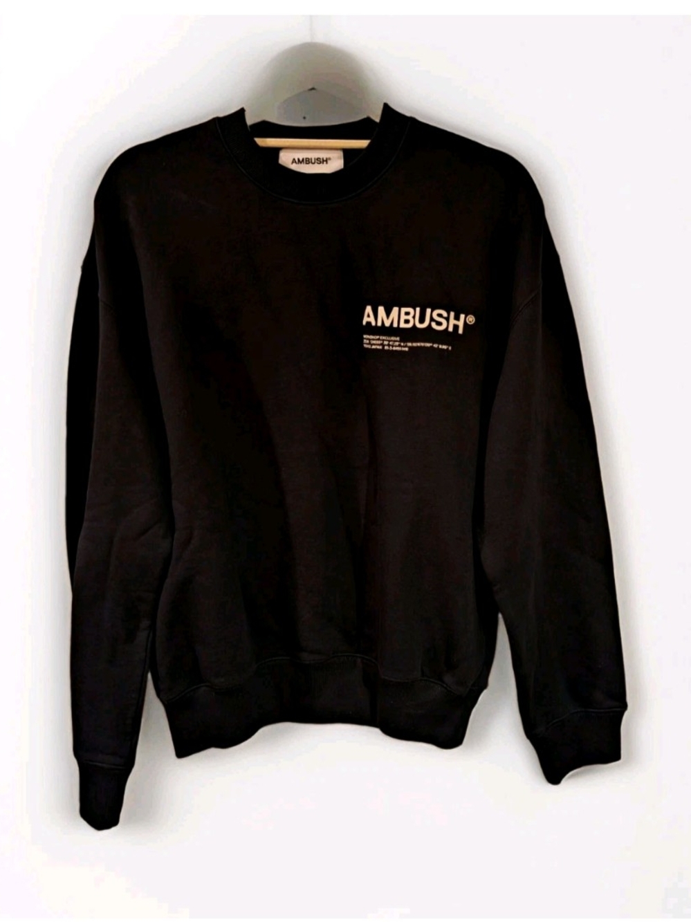 AMBUSH Workshop Men's Cotton Crewneck Logo Sweatshirt Black Size S NWT Japanese